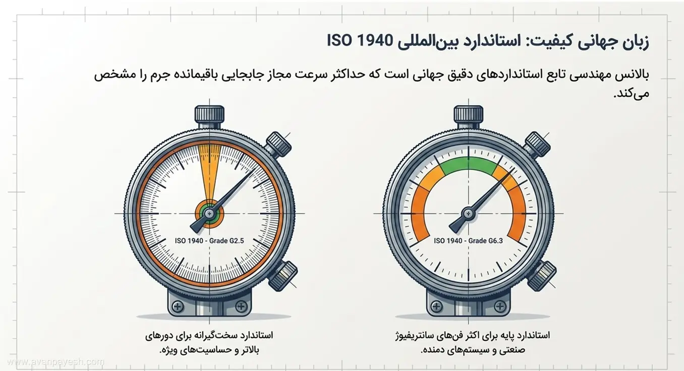 راهنمای انتخاب درجه کیفیت بالانس فن سانتریفیوژ بر اساس ISO 1940 استاندارد ISO 1940 و درجات کیفیت G2.5 و G6.3 برای بالانس فن