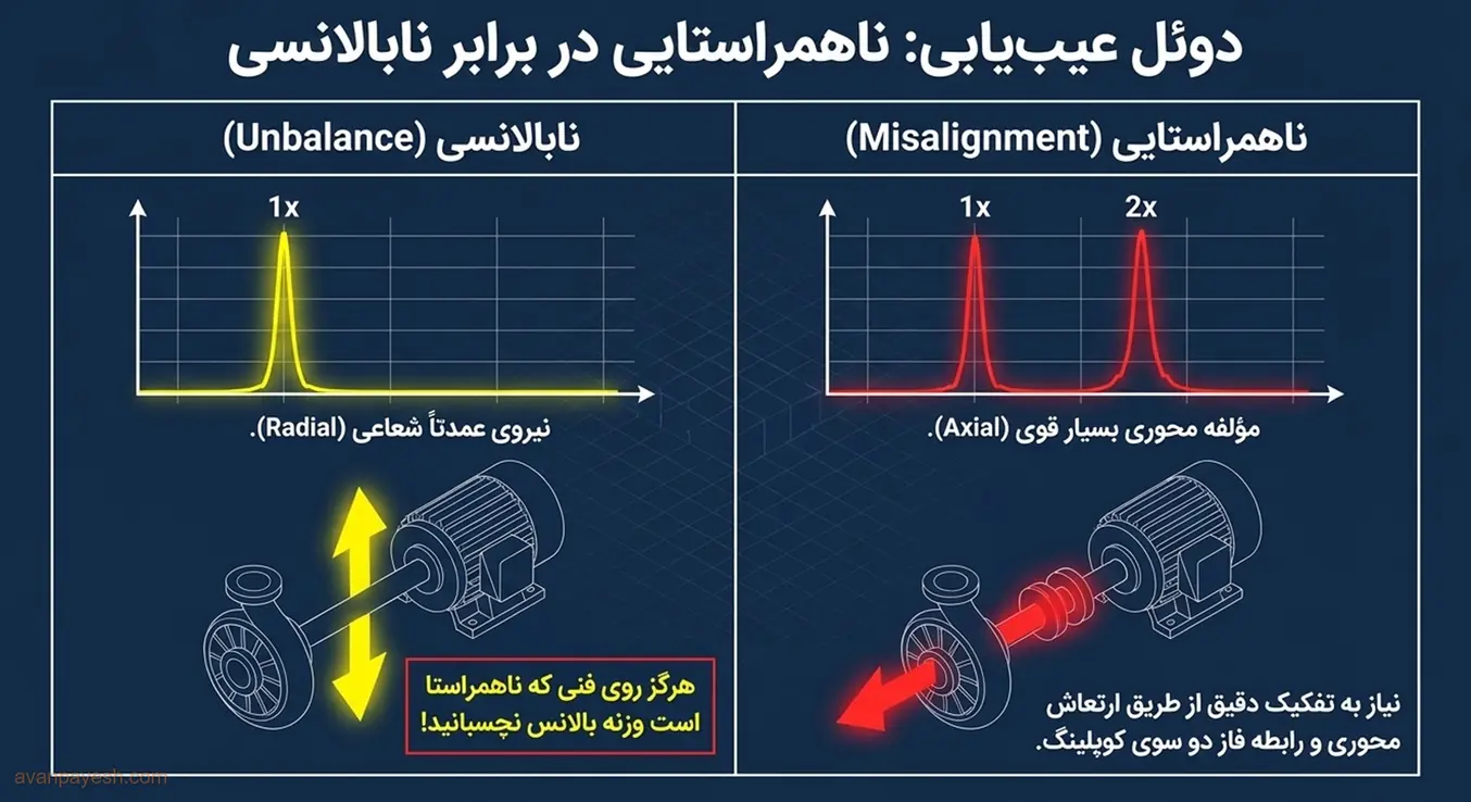 مقایسهی تشخیص ارتعاشی ناهمراستایی و نابالانسی
