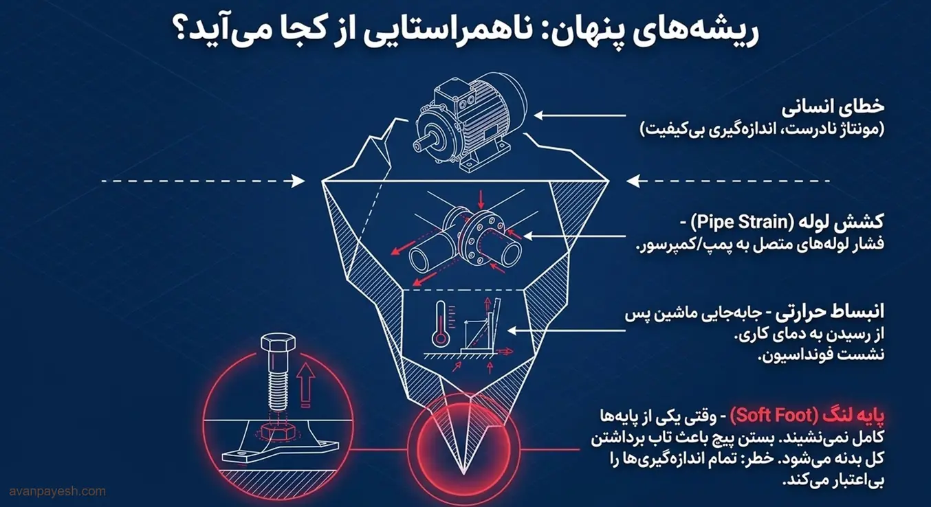 مدل کوه یخ ریشههای ناهمراستایی شفت
